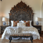Inviting_Mediterranean_bedroom_with_a_show-stopping_ornate_headboard_as_the_centerpiece_adding_a_touc