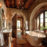 warm_rustic_refined_mediterranean_bathroom_design_terracotta_tile_floors_plaster_textured_walls_arche
